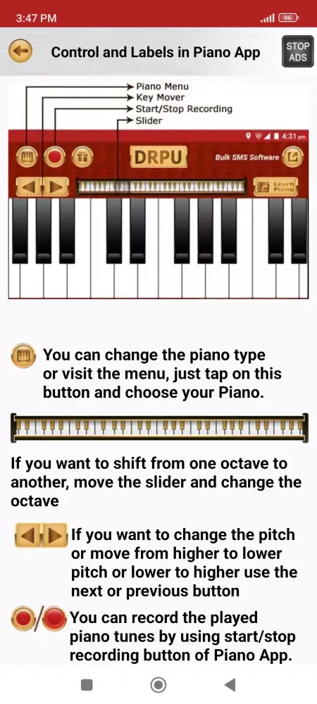Capturas de tela do Electric Piano Digital Music