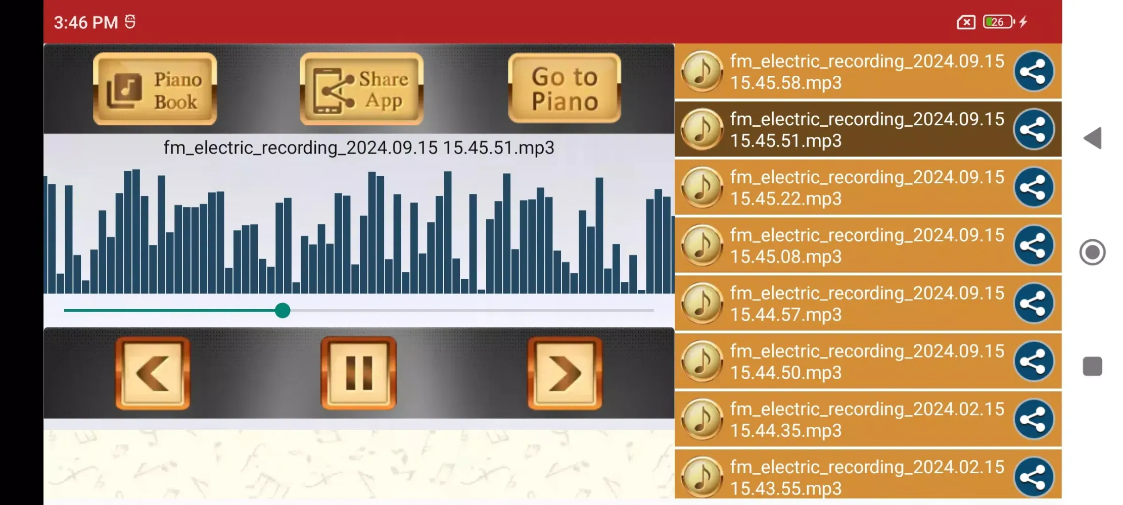 Capturas de tela do Electric Piano Digital Music