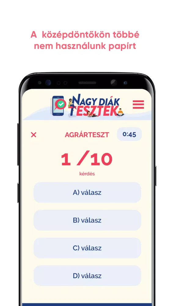 Screenshot di Nagy Diák Tesztek