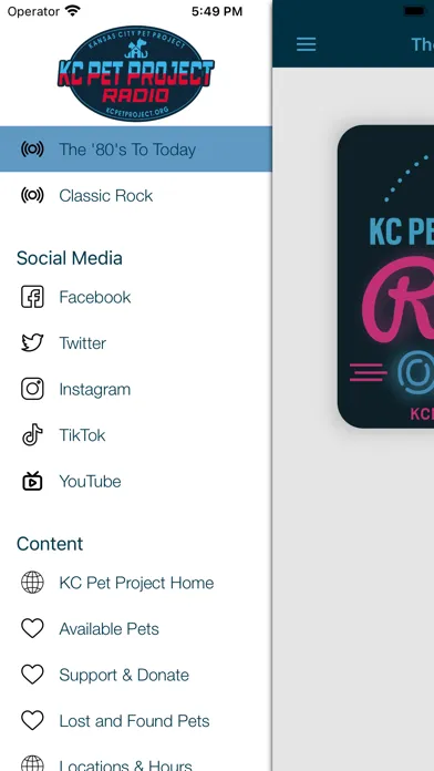 KC Pet Project Radio Screenshots