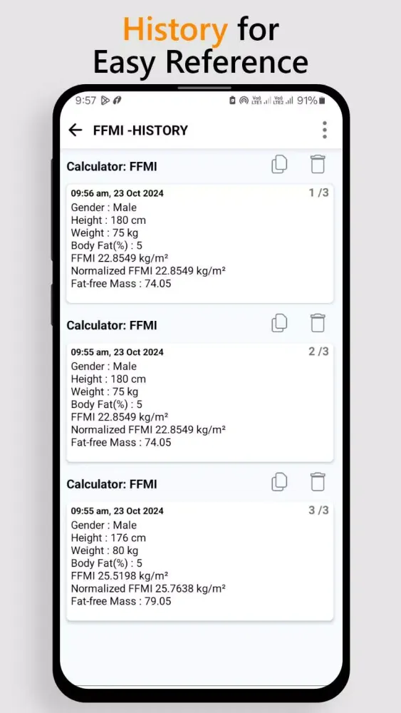 FFMI Calculator for Body Fat Screenshots