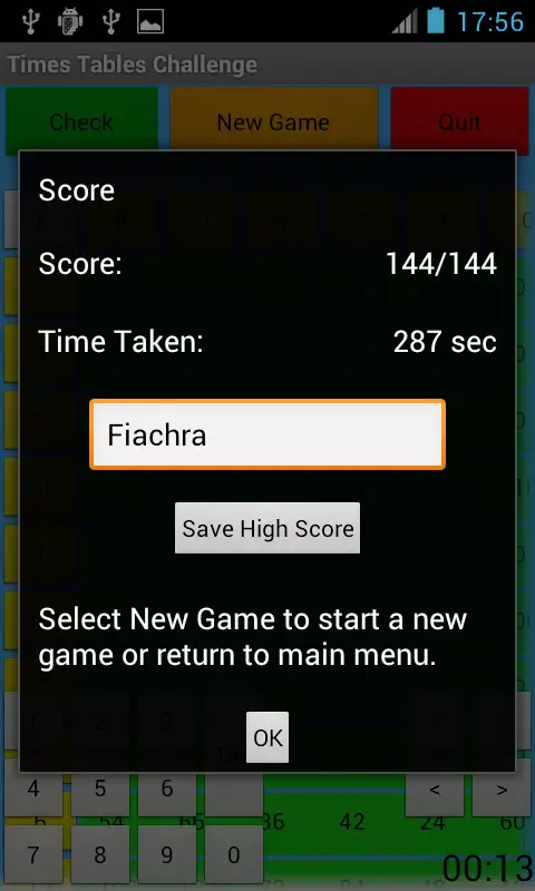 Times Tables Challenge Screenshots