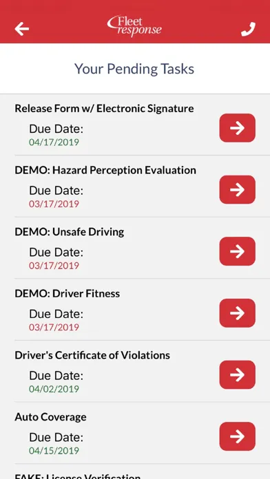Driver History Profile Screenshots