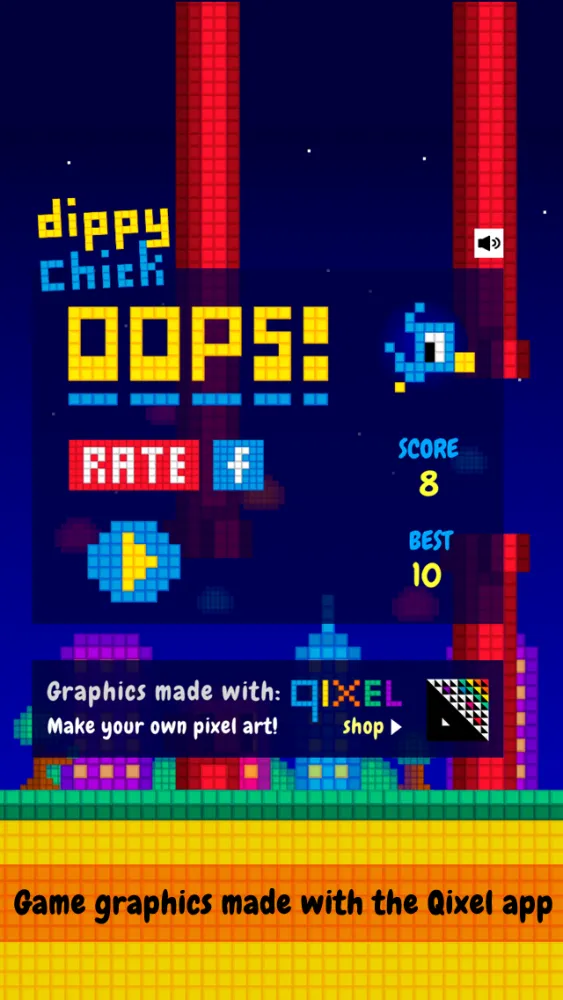 Screenshot di Dippy Chick - Pixel Bird Flyer by Qixel