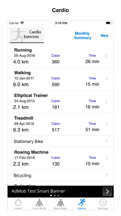 Tangkapan layar iGymTrack