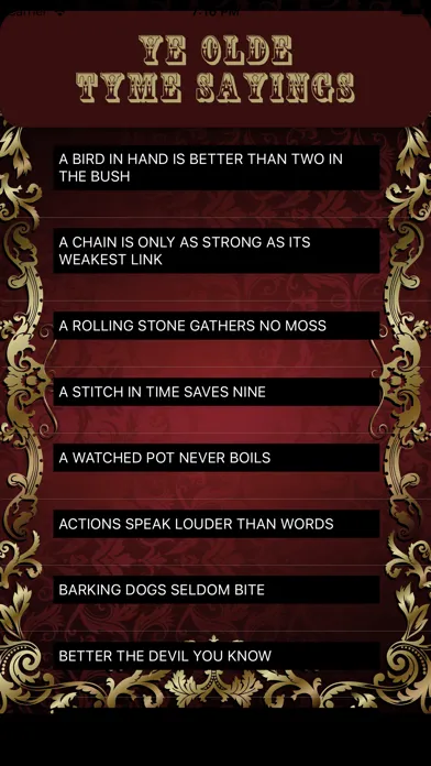 Capturas de tela do Ye Olde Tyme Sayings