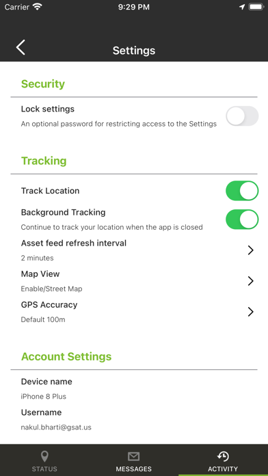 Captures d'écran de GSatTrack Mobile