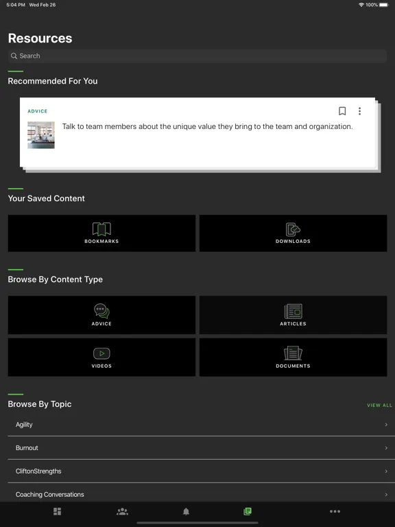 Capturas de tela do Gallup Access iPad 