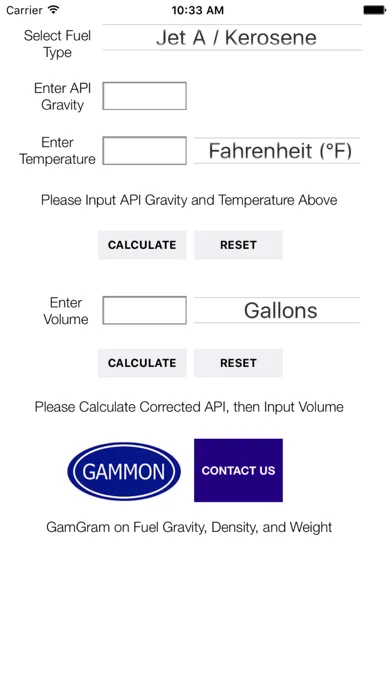 Gammon API Gravity Calculator スクリーンショット