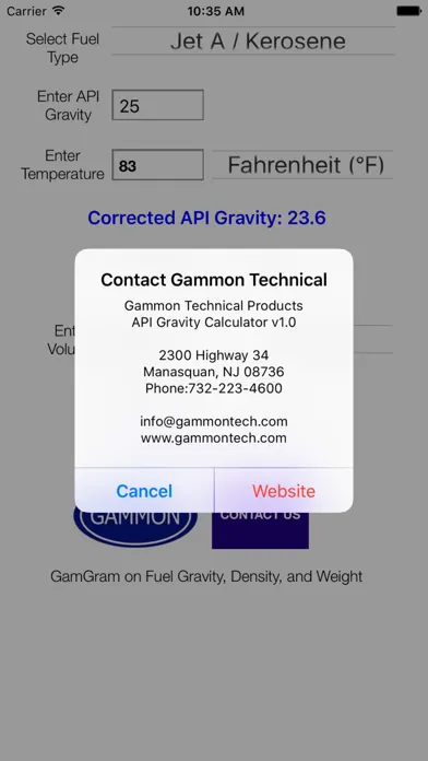 Gammon API Gravity Calculator スクリーンショット
