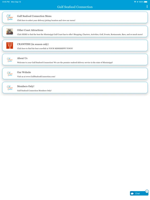 Zrzuty ekranu Gulf Seafood Connection iPad 