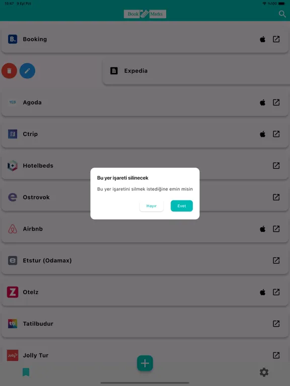 Tangkapan layar HMS Bookmarks iPad 