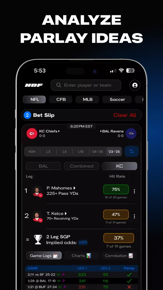 Ảnh chụp màn hình của HOF Bets: Make Smarter Bets