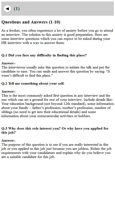 Screenshot di HR Interview Preparation Guide