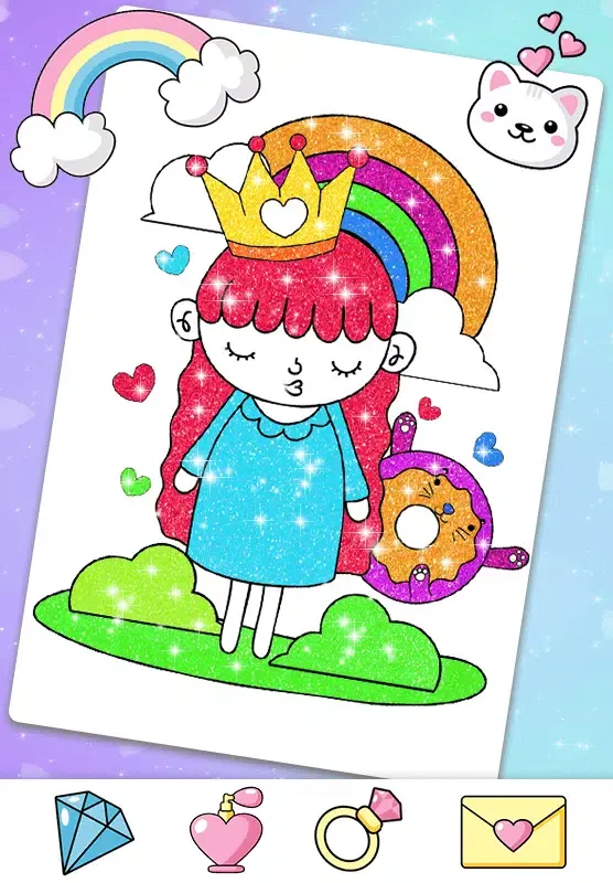 Glitter Kawaii Coloring Book स्क्रीनशॉट
