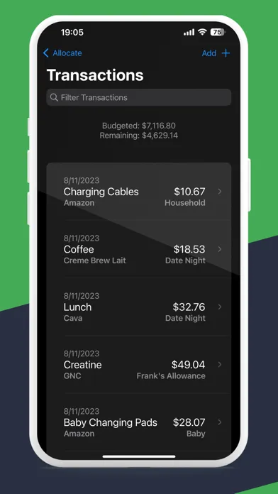 Allocate: Budget Tracker Screenshots