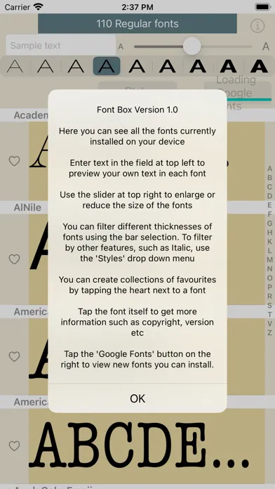 Font Box Screenshots