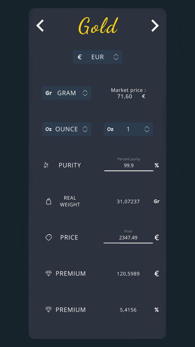 Gold Silver Premium Calculator स्क्रीनशॉट
