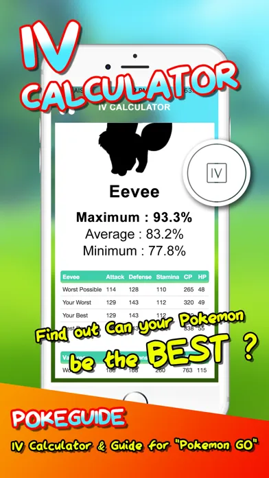 Zrzuty ekranu PokeGuide - IV Calculator & Guide for "Pokemon GO"