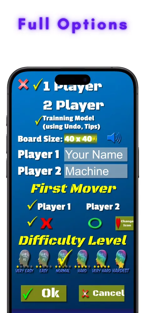 TicTacToe AI - 5 in a Row Screenshots