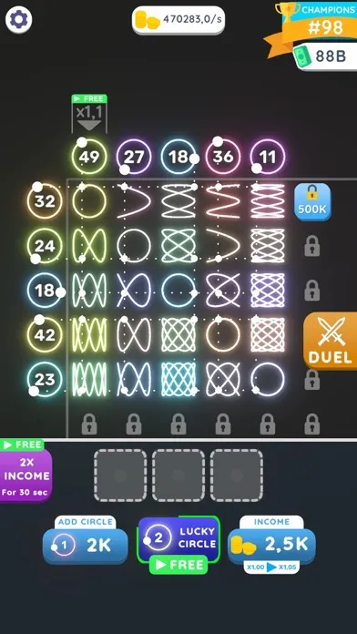 Tangkapan layar Lissajous Clicker