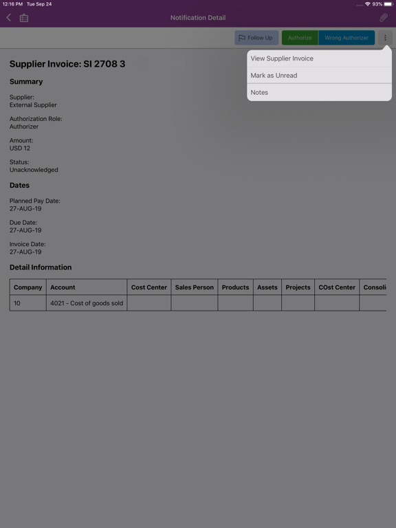 Screenshot di IFS Aurena Notify Me 10 iPad 