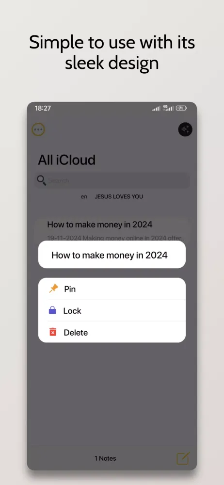 Captures d'écran de Apple's iOS 17 type of Note