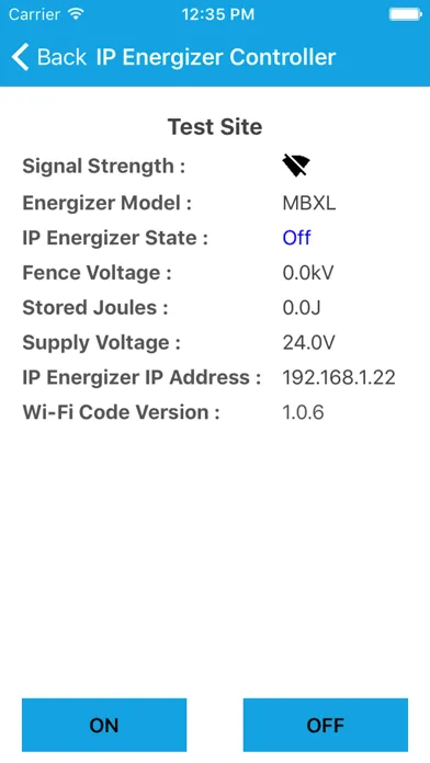 Zrzuty ekranu IP Energizer Controller