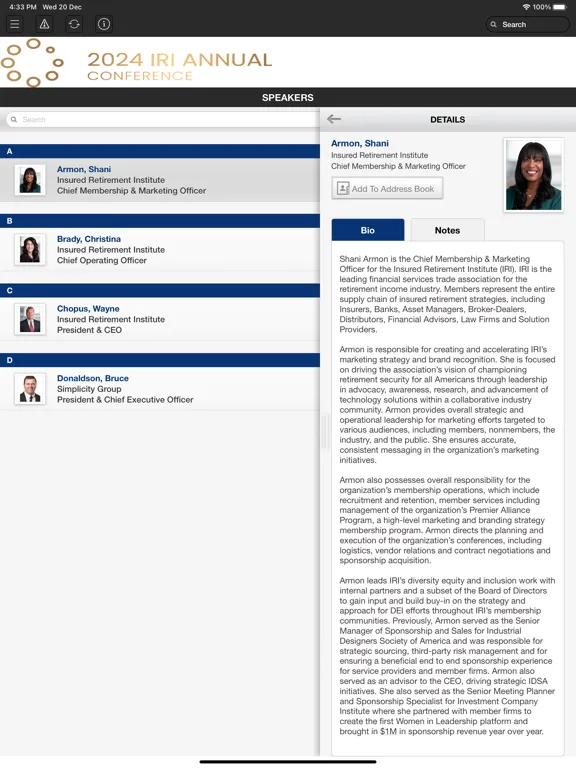 Screenshot di IRI 2024 Annual Conference iPad 