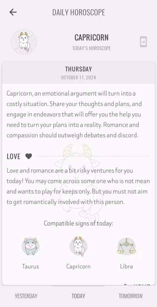 Tangkapan skrin Capricorn Horoscope