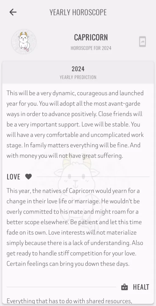 Tangkapan skrin Capricorn Horoscope