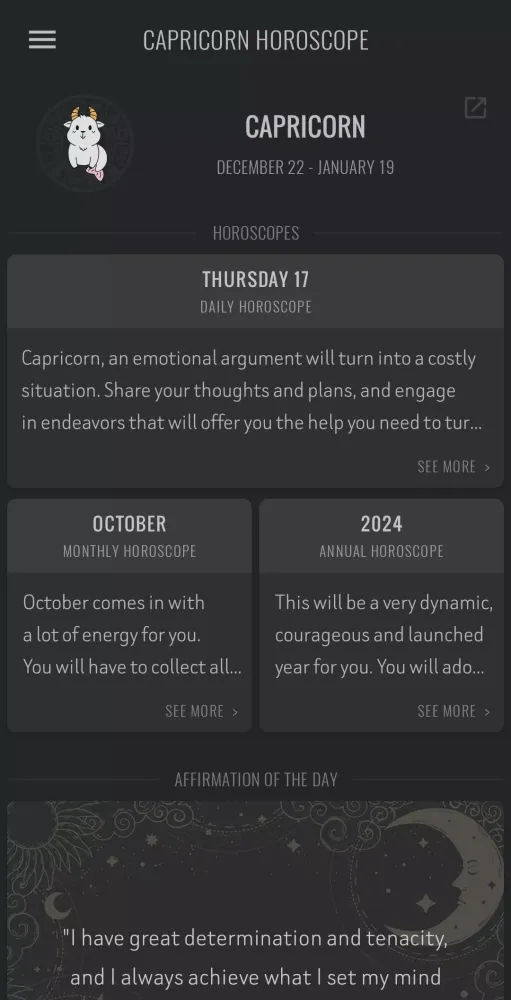 Tangkapan skrin Capricorn Horoscope