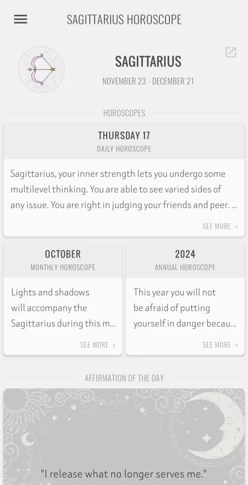 Sagittarius Horoscope Screenshots