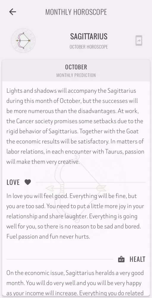 Sagittarius Horoscope Screenshots