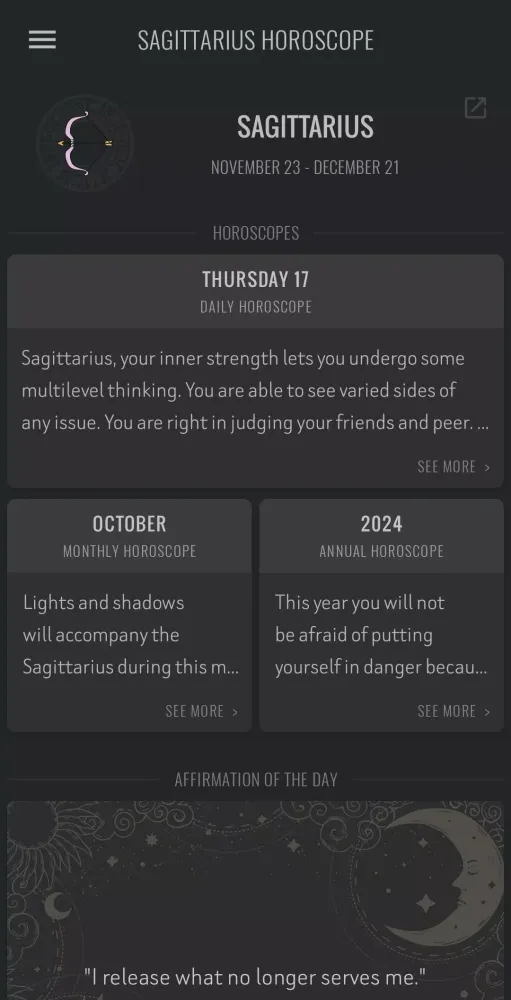 Sagittarius Horoscope Screenshots