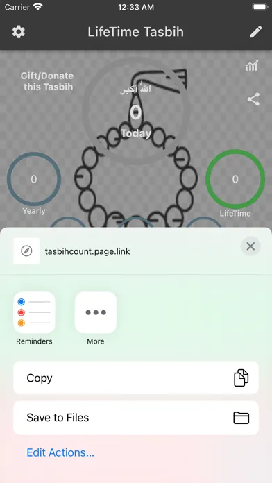 Tangkapan layar Lifetime Tasbih