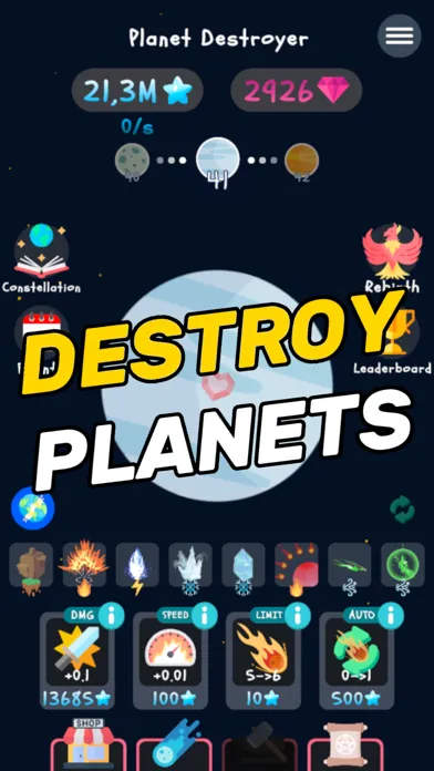Capturas de tela do Planet Destroyer: Idle Game