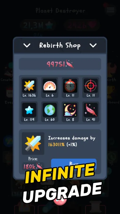 Capturas de tela do Planet Destroyer: Idle Game