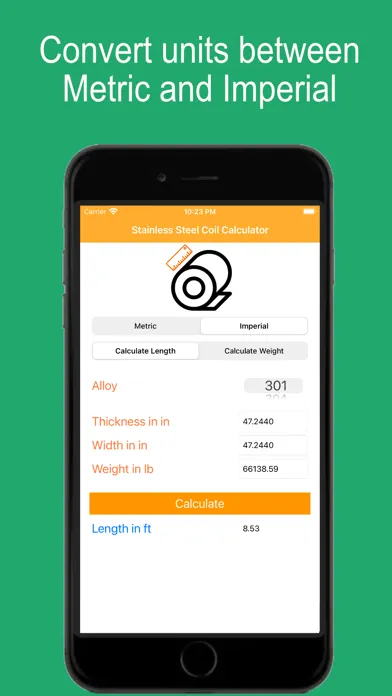 Stainless Coil Calculator Screenshots