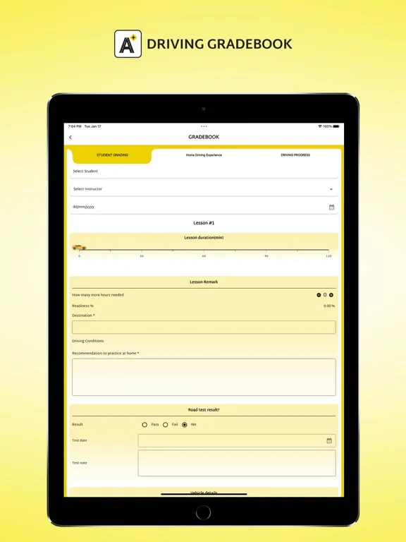 Driving GradeBook iPad  Screenshots