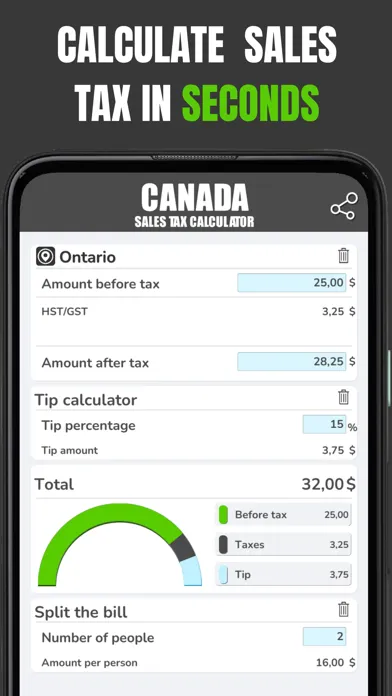 Capturas de pantalla de Canadian Sales Tax Calculation