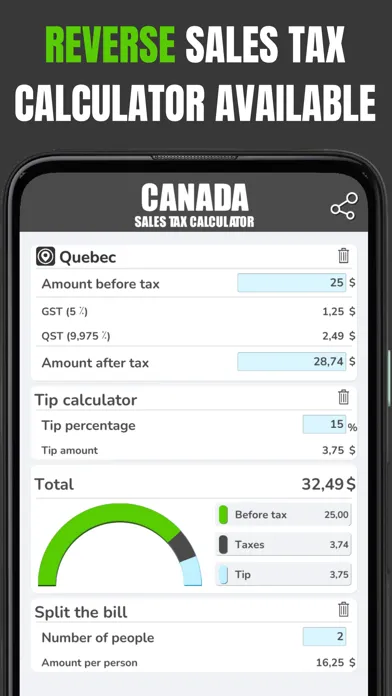 Capturas de pantalla de Canadian Sales Tax Calculation