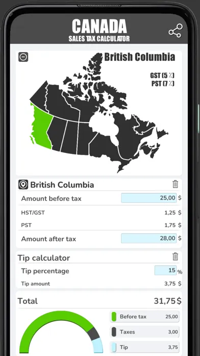Capturas de pantalla de Canadian Sales Tax Calculation
