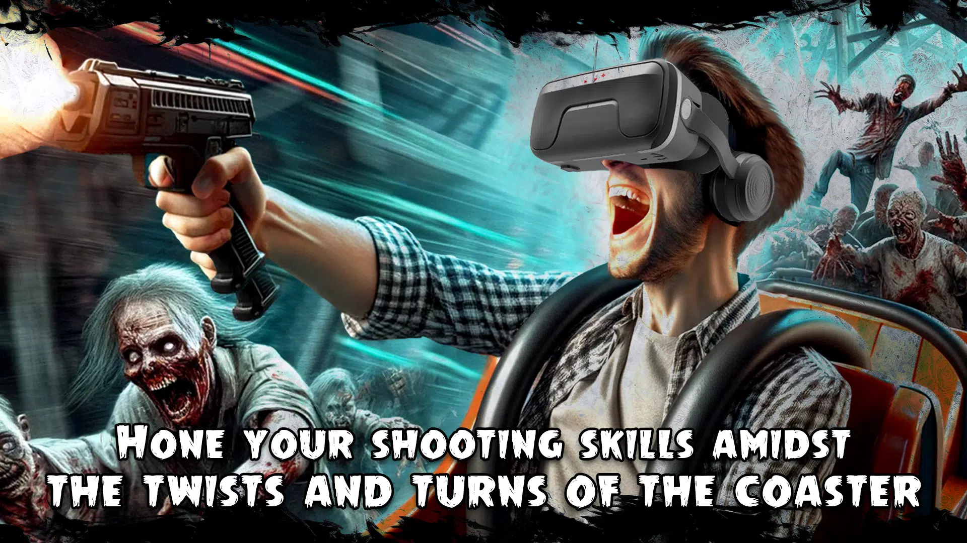 Capturas de tela do VR Zombie killer Rollercoaster