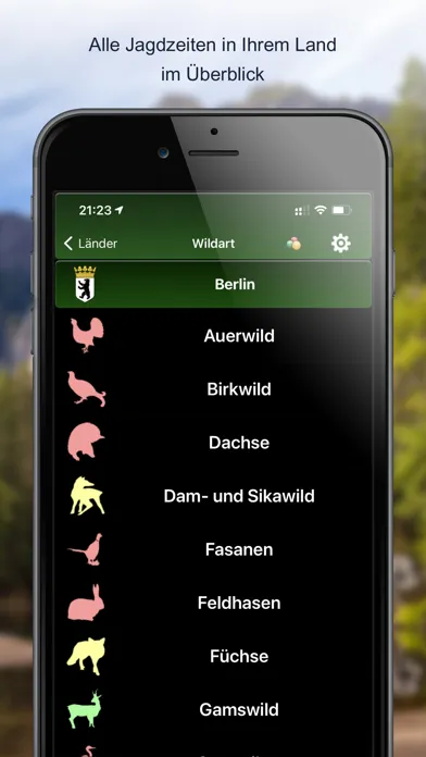 Captures d'écran de Jagdzeiten.de Premium App