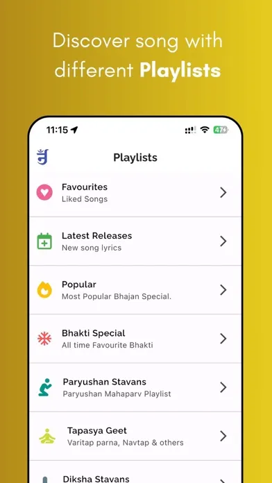 Stavan Jain Bhajan with Lyrics Screenshots