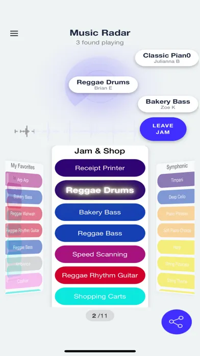 Captures d'écran de Jamables social music app