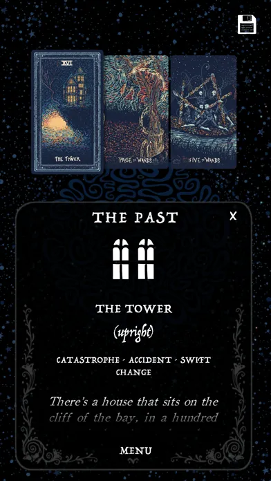 Tangkapan skrin Pocket Visions Tarot