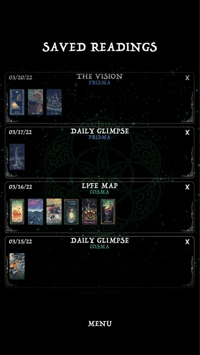 Tangkapan skrin Pocket Visions Tarot