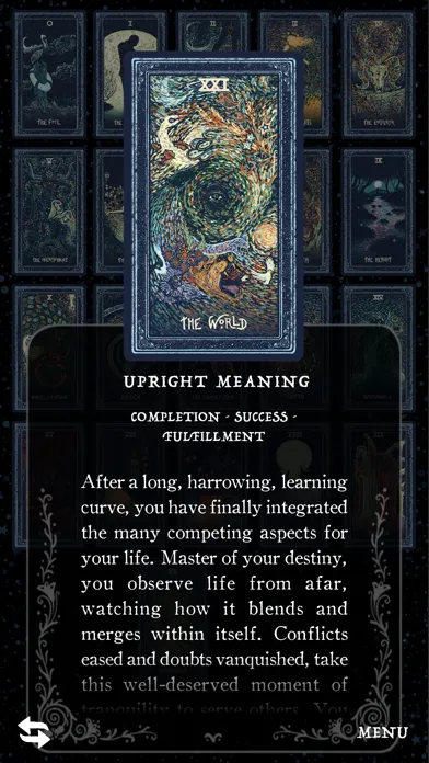 Tangkapan skrin Pocket Visions Tarot